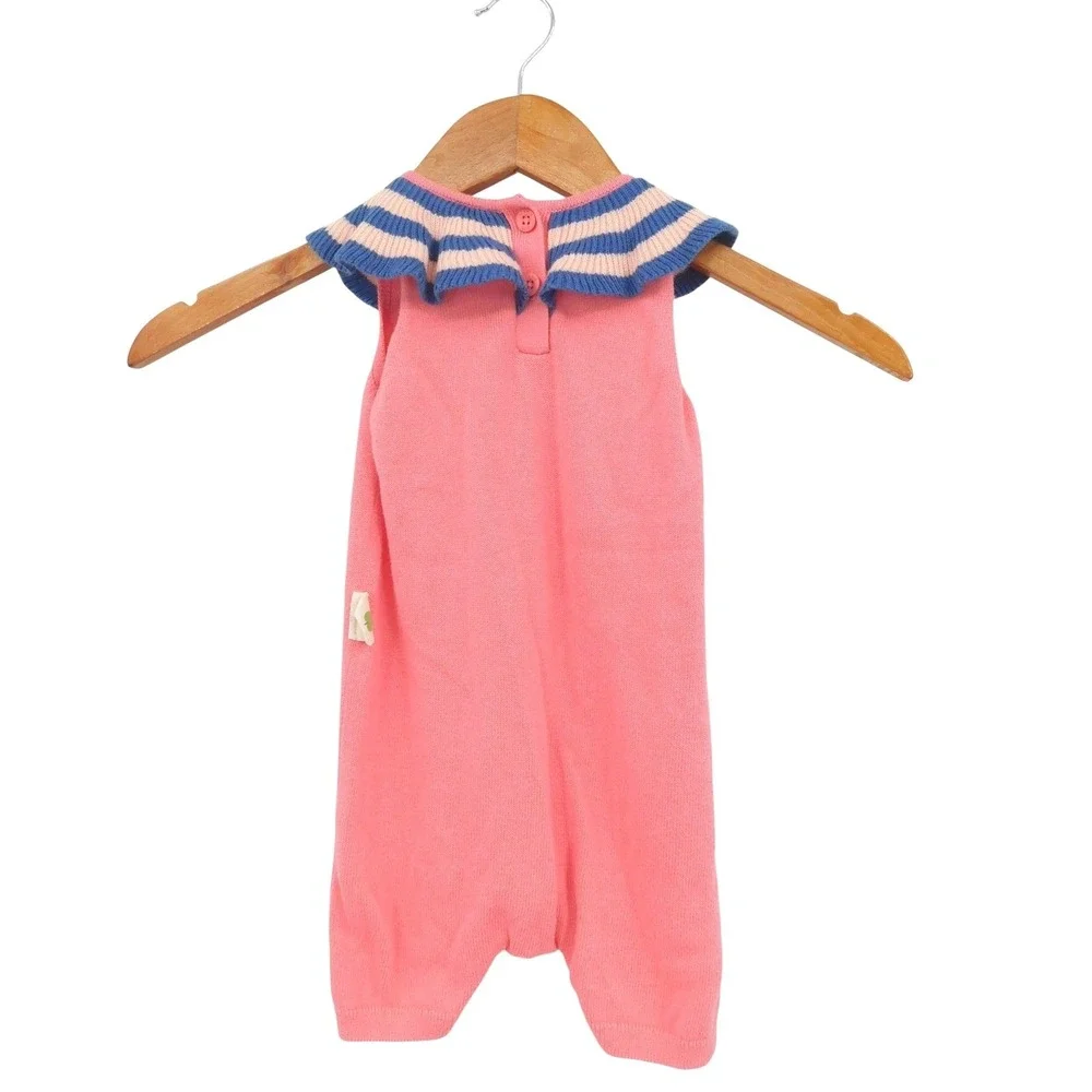 The Bonnie Mob Pink Ruffle Collar Knit Sun‎ Romper Baby Girls 6-12 Months